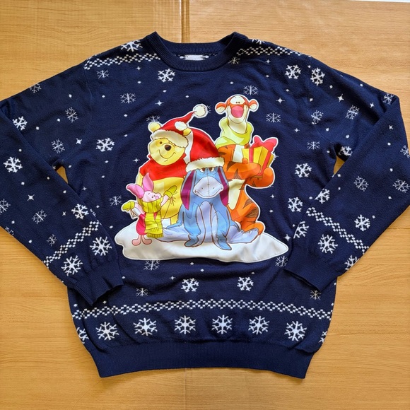 Boxlunch Sweaters - Boxlunch Winnie the Pooh Navy Blue Sweater with Snowflake Design